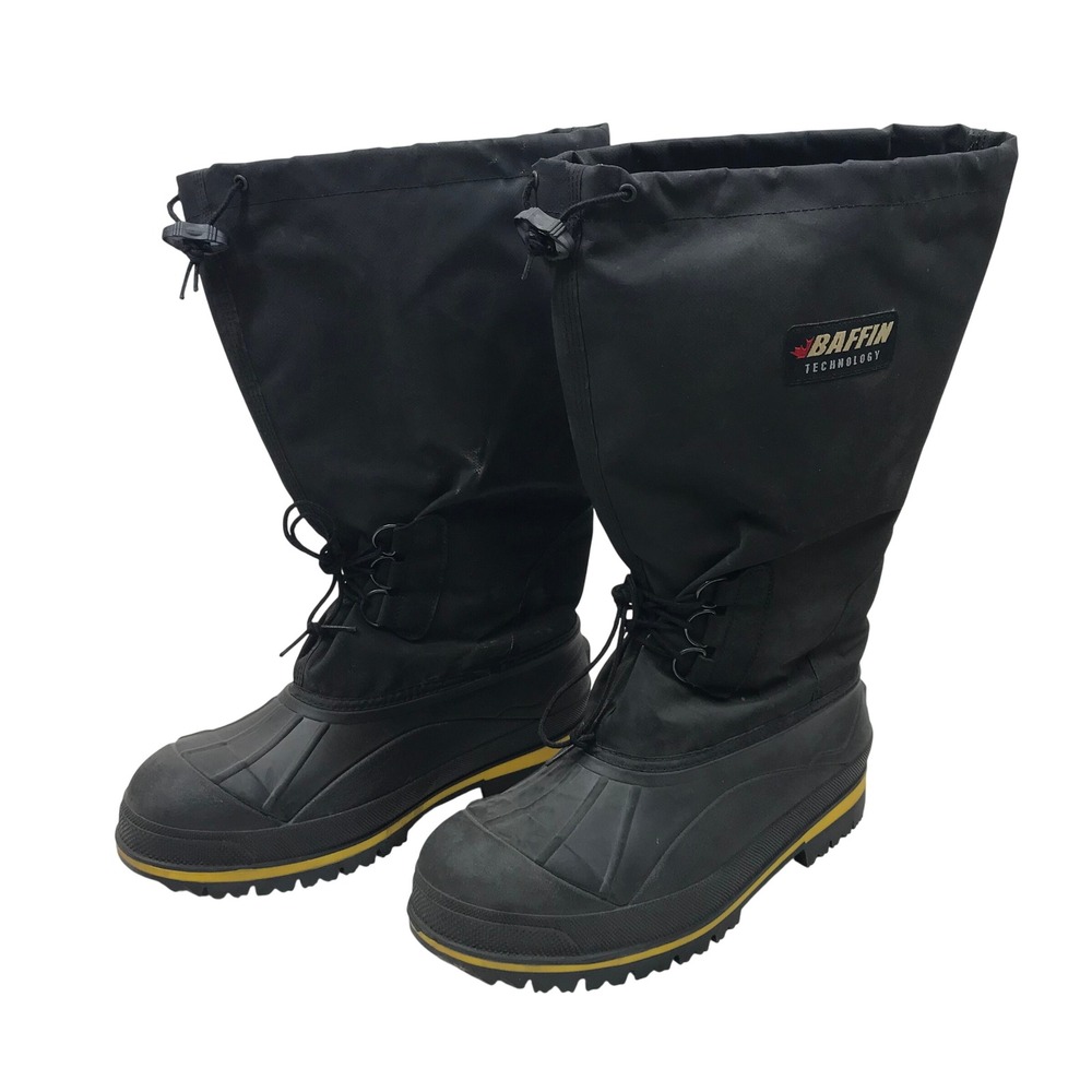 Baffin Technology Mens 12 Black Yellow Tall Winter Snow Boots Made in Canada